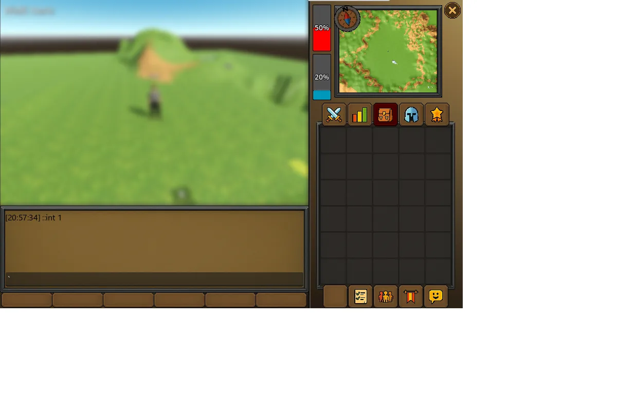The Vastopia editor — building a game map with terrain, NPCs and an inventory interface